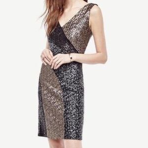 All Sequin GoldGrey Black Ann Taylor Party Dress